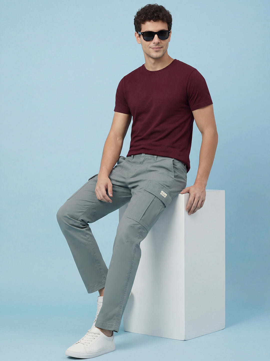Grey Relax Fit Mid Rise Men's Cargo by Being Human Clothing