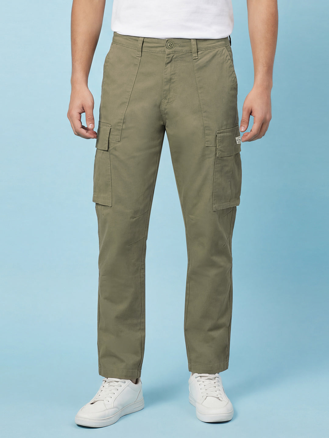 Olive Relax Fit Mid Rise Men's Cargo by Being Human Clothing