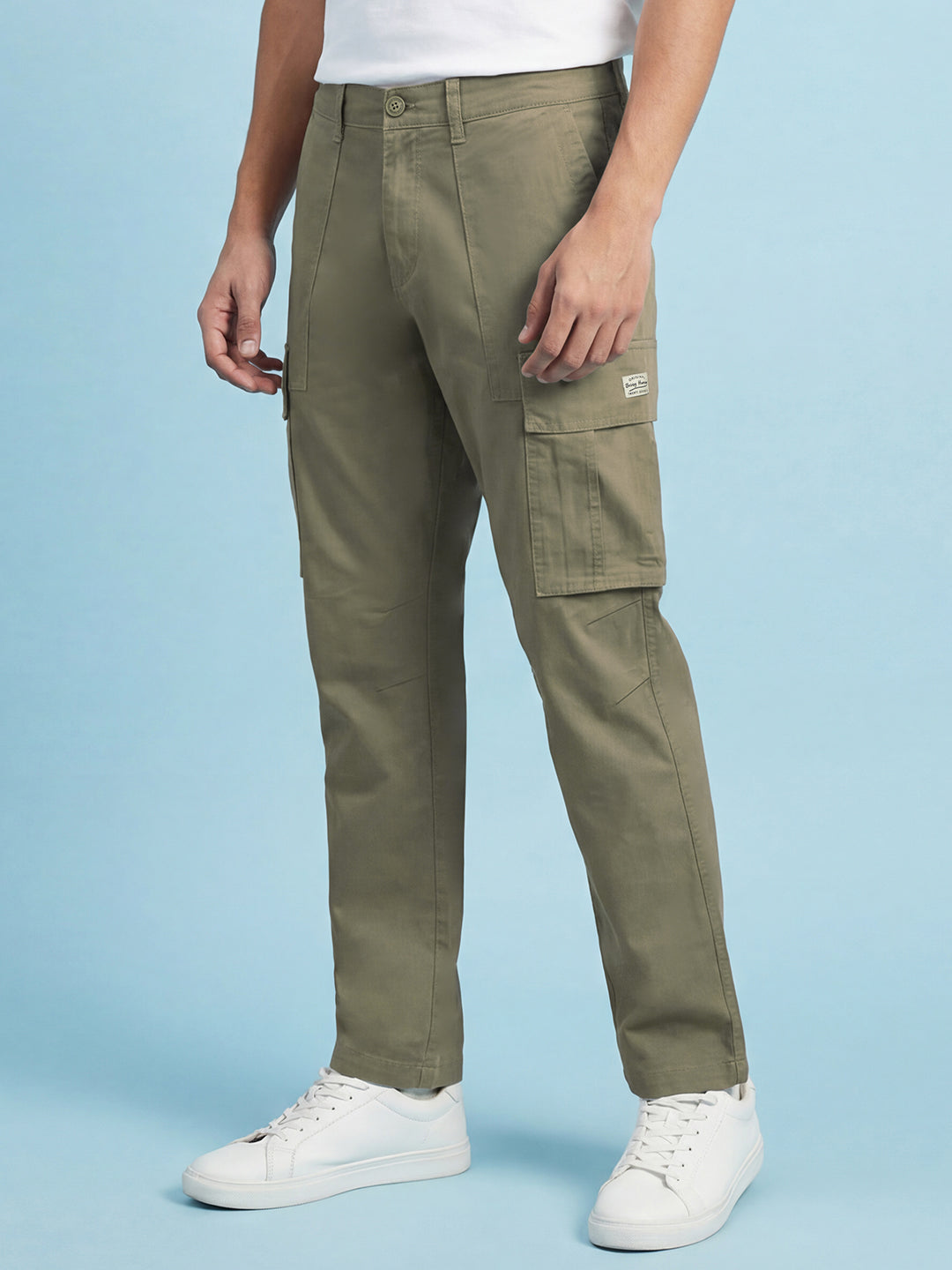 Olive Relax Fit Mid Rise Men's Cargo by Being Human Clothing