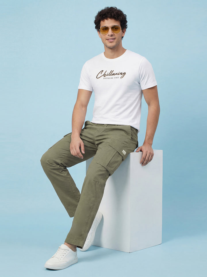 Olive Relax Fit Mid Rise Men's Cargo by Being Human Clothing