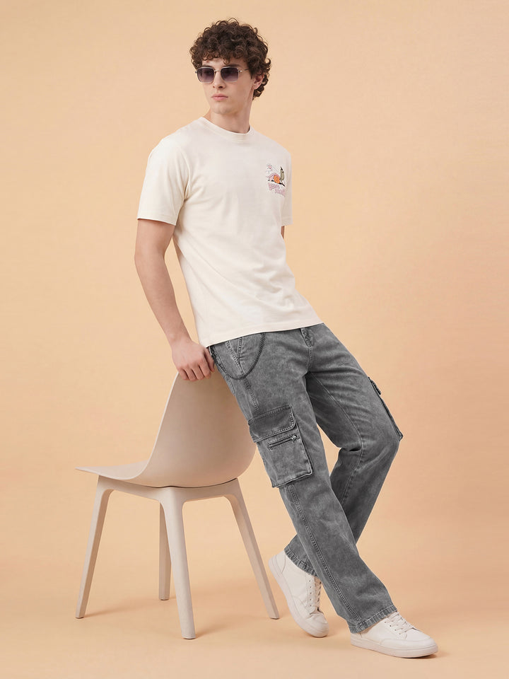 Grey Washed Cargo Fit Mid Rise Men's Cargo by Being Human Clothing