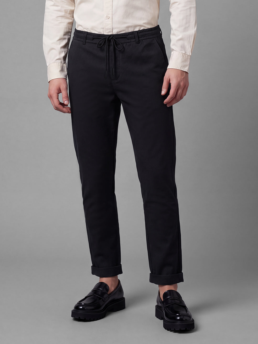 Black Mid Rise Pure Cotton Men's Chinos by Being Human Clothing