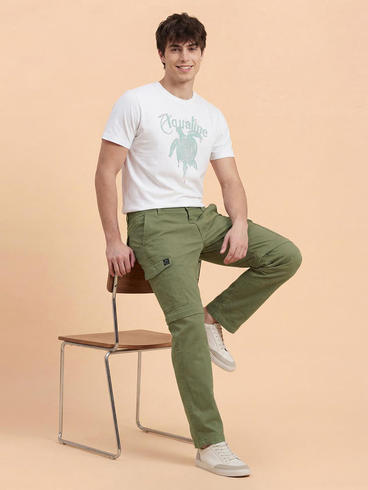 Green Men's Convertible Mid Rise Cargos