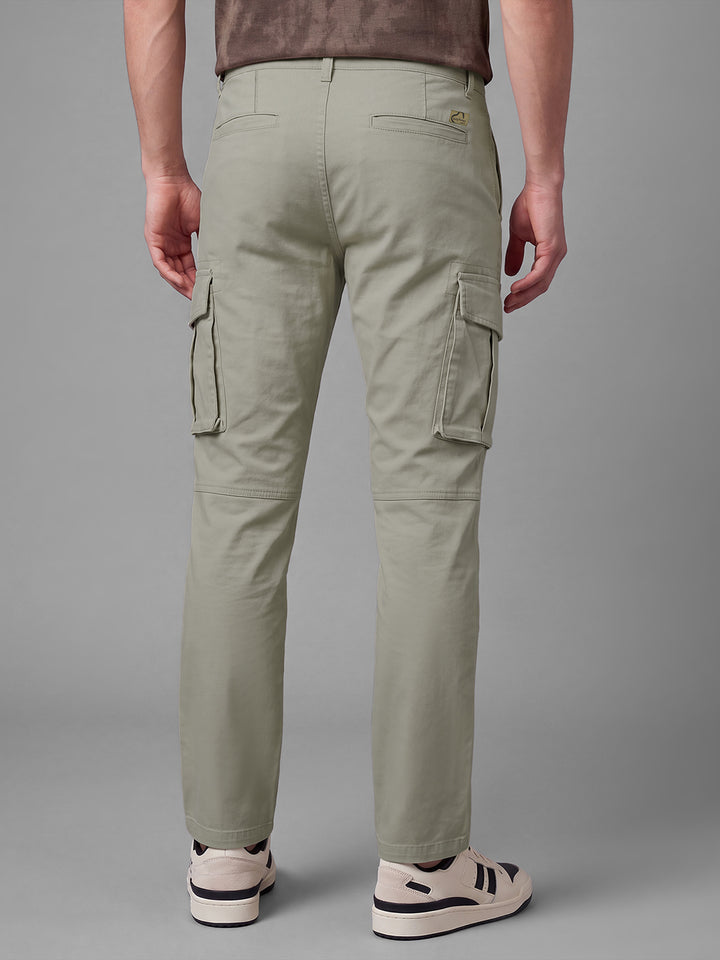 Light Olive Mid Rise Pure Cotton Men's Cargos by Being Human Clothing