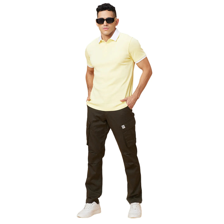 Military Green Easy Fit Cargos for Men