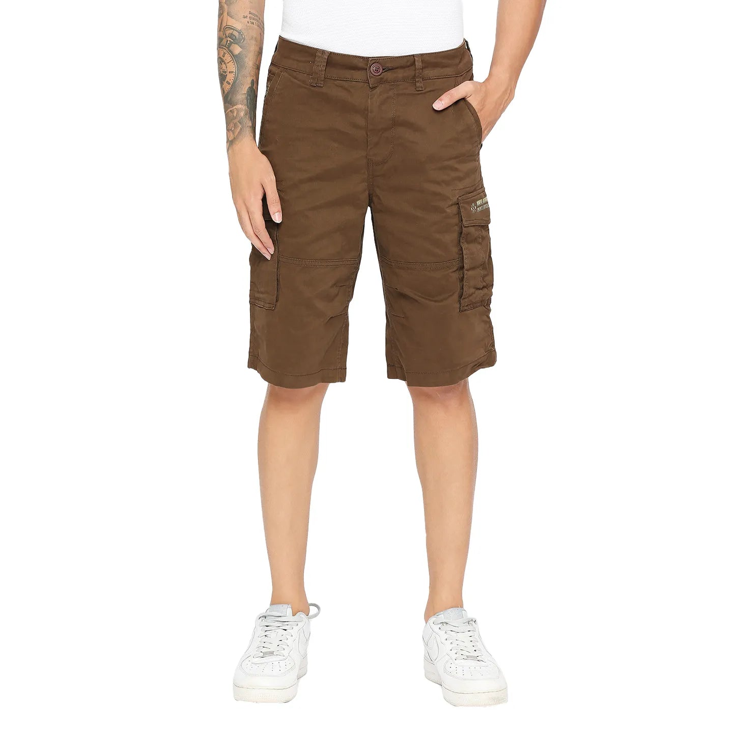 Being Human Clothing Men Cargo Shorts-Brown