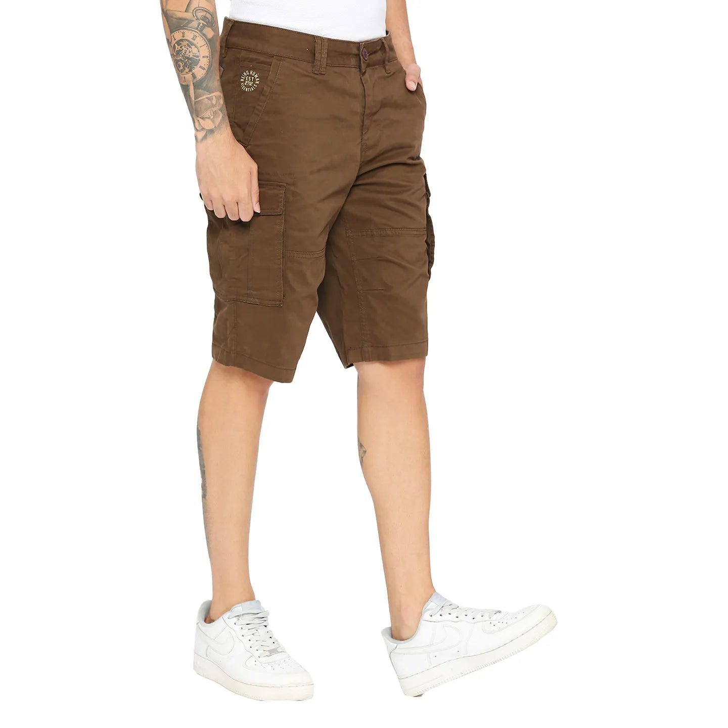 Being Human Clothing Men Cargo Shorts-Brown