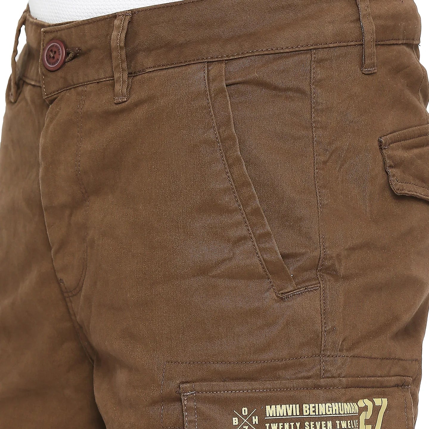 Being Human Clothing Men Cargo Shorts-Brown
