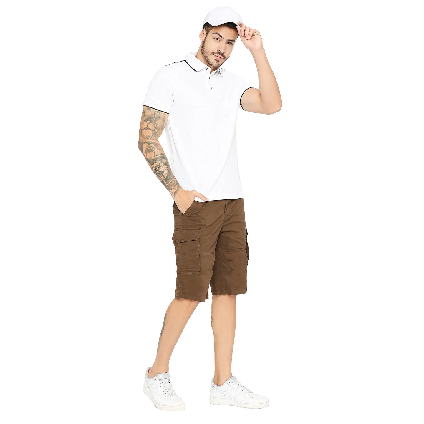 Being Human Clothing Men Cargo Shorts-Brown