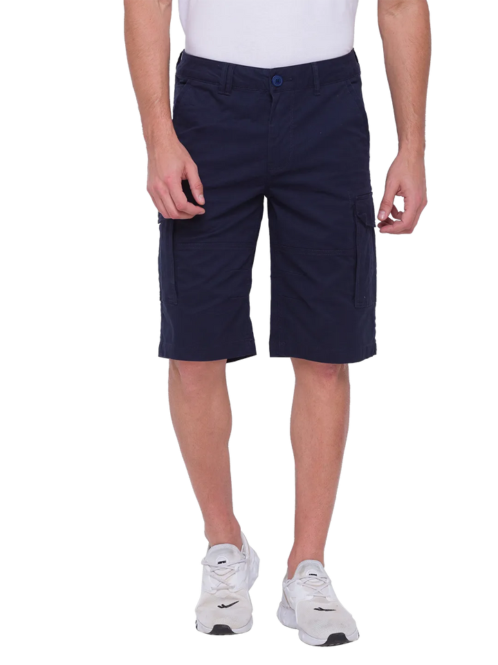 Navy Regular Fit Shorts For Men By Being Human Clothing