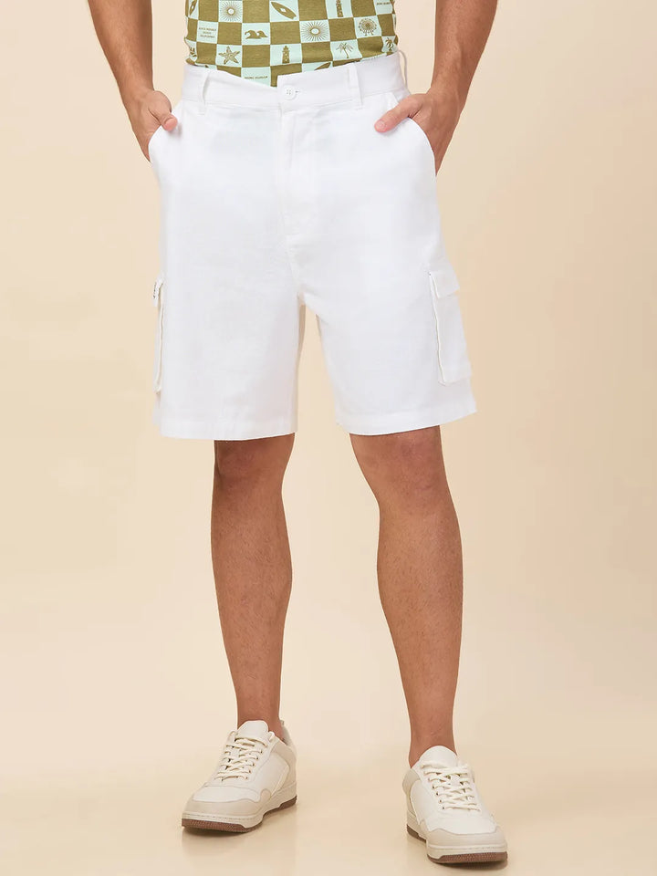 White Regular Fit Shorts For Men By Being Human Clothing