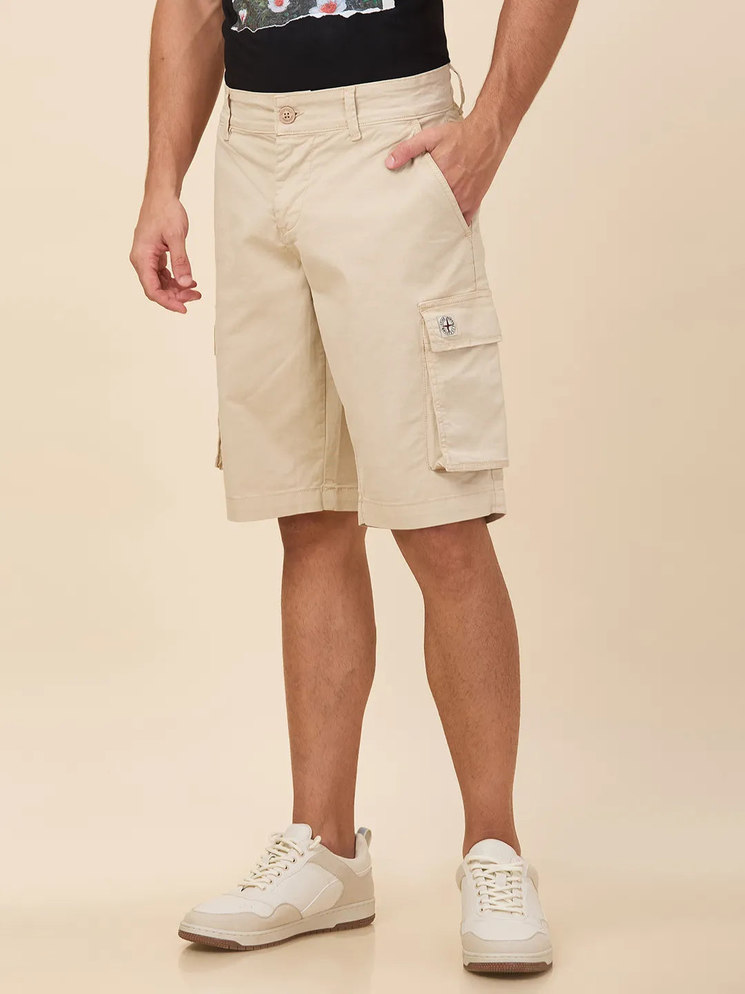Being Human Clothing Men Beige Solid Shorts