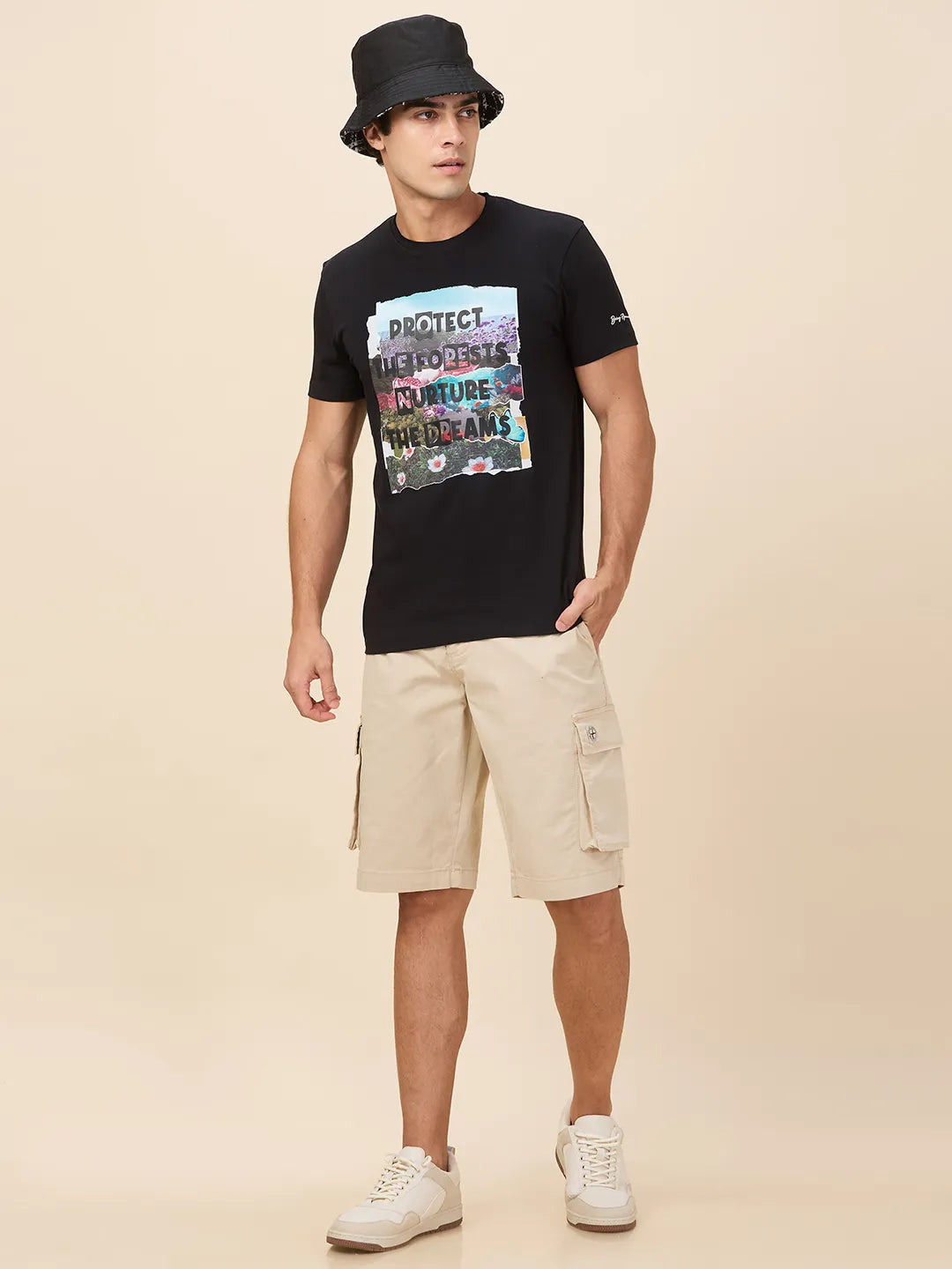 Being Human Clothing Men Beige Solid Shorts