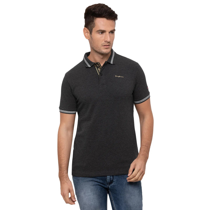 Black Regular Fit Men's Polo T-Shirt
