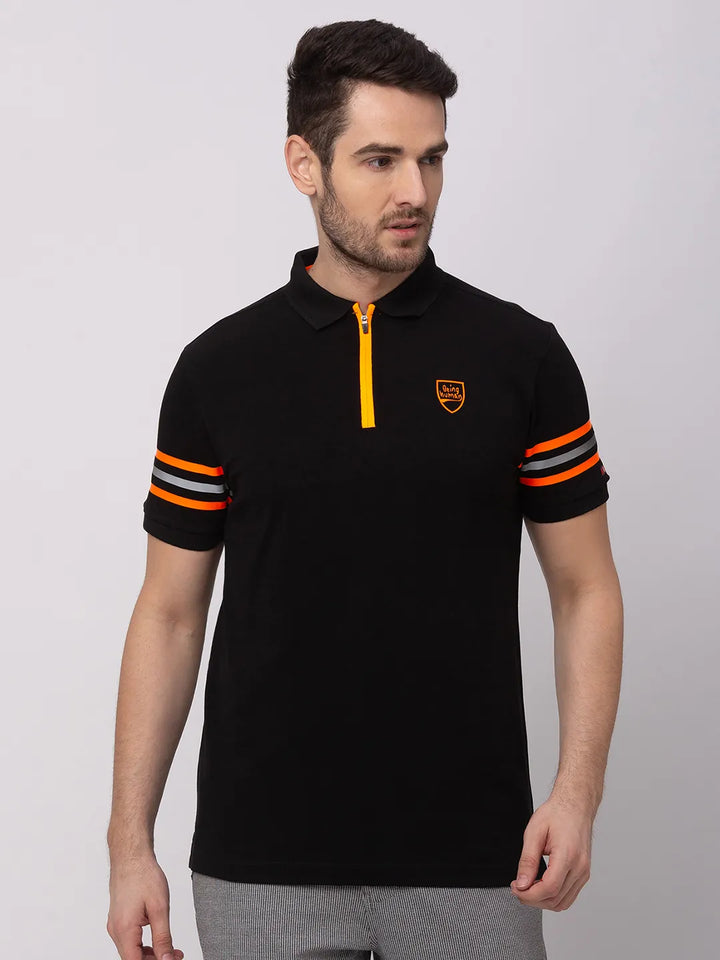 Black Regular Fit Men's Polo T-Shirt