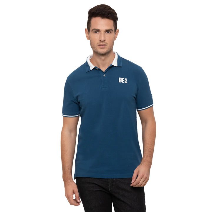 Blue Regular Fit Men's Polo T-Shirt