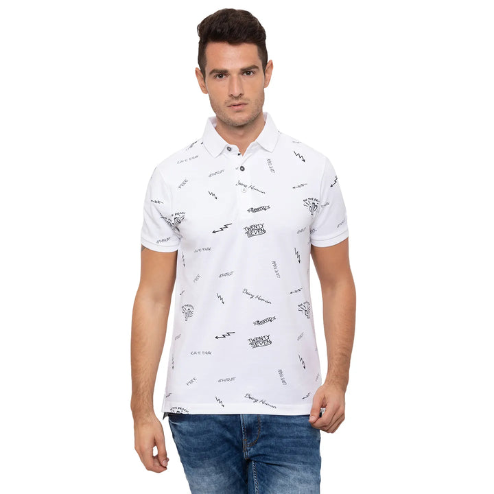 White Regular Fit Men's Polo T-Shirt