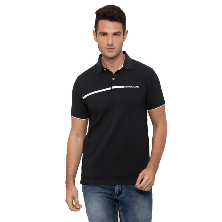 Black Regular Fit Men's Polo T-Shirt