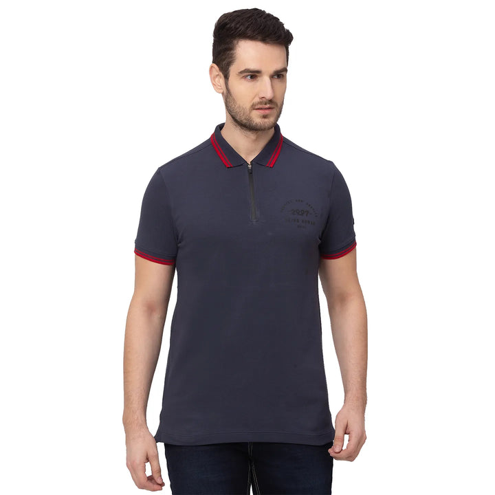 Grey Regular Fit Men's Polo T-Shirt