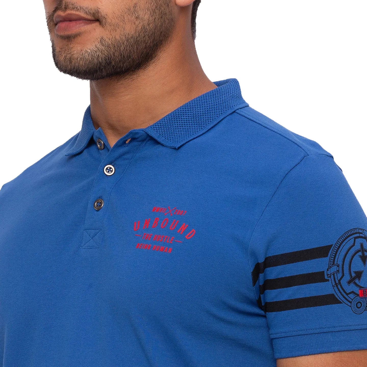 Being Human Clothing Men Regular Fit Polo Neck T-Shirts-Marine Blue