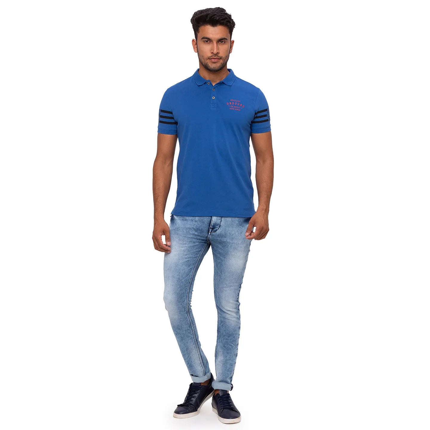 Being Human Clothing Men Regular Fit Polo Neck T-Shirts-Marine Blue