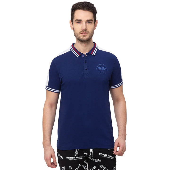 Blue Regular Fit Men's Polo T-Shirt