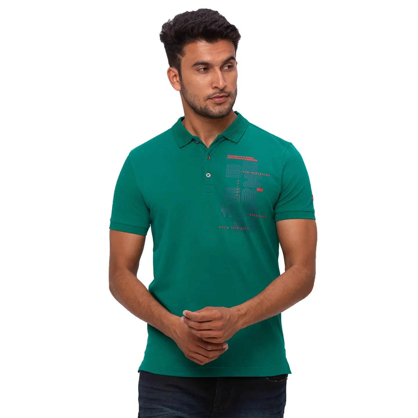 Being Human Clothing Men Regular Fit Polo Neck T-Shirts-Green