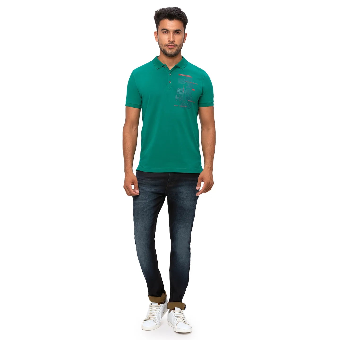 Being Human Clothing Men Regular Fit Polo Neck T-Shirts-Green