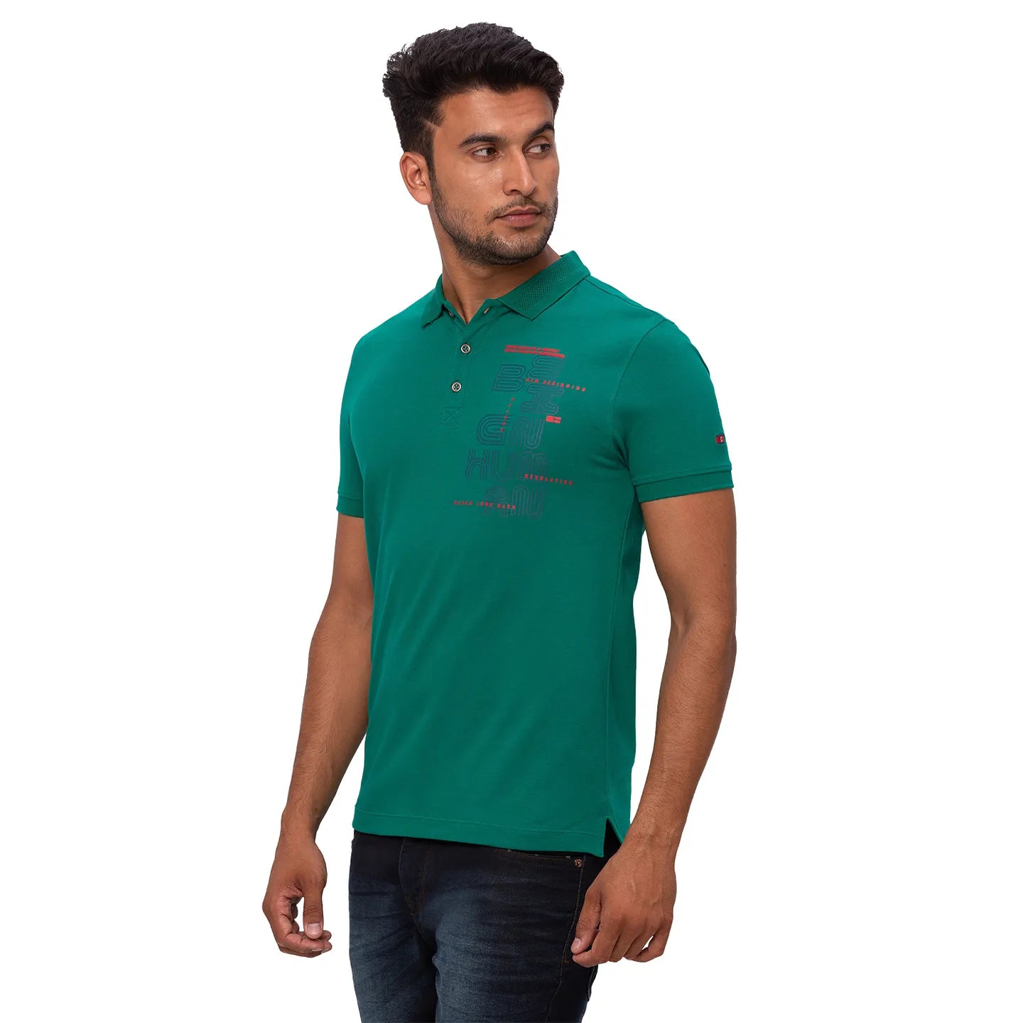 Being Human Clothing Men Regular Fit Polo Neck T-Shirts-Green