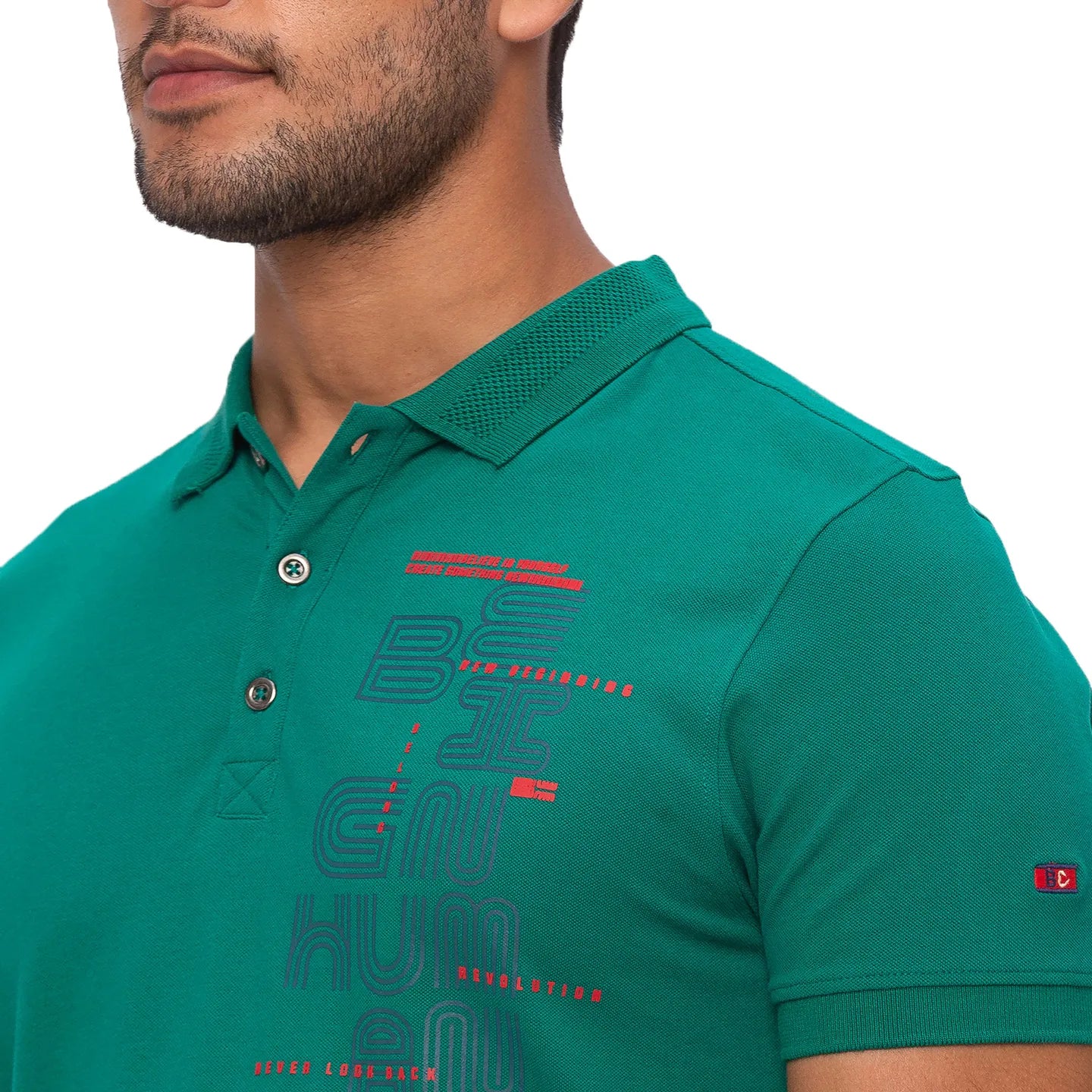 Being Human Clothing Men Regular Fit Polo Neck T-Shirts-Green