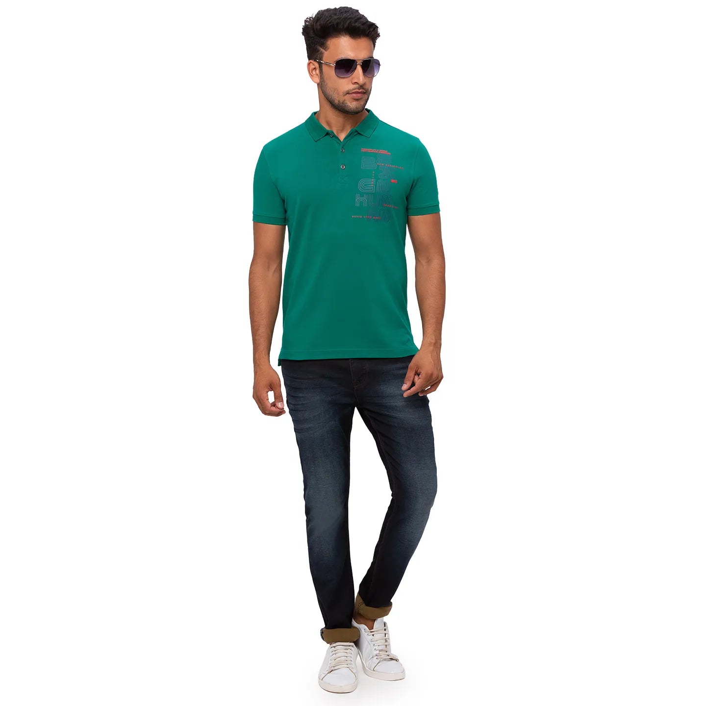Being Human Clothing Men Regular Fit Polo Neck T-Shirts-Green
