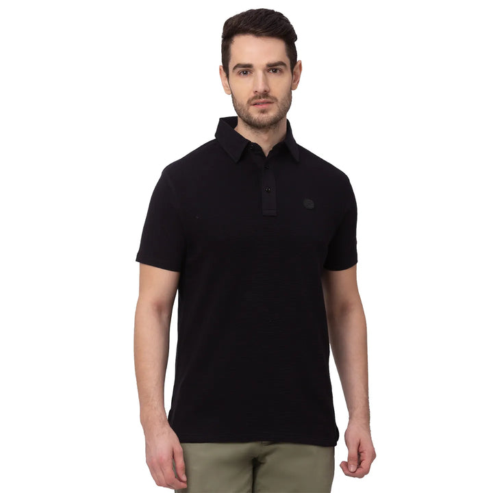 Black Regular Fit Men's Polo T-Shirt