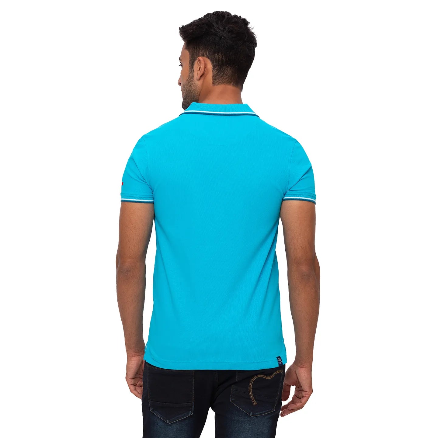 Being Human Clothing Men Regular Fit Polo Neck T-Shirts-Aqua