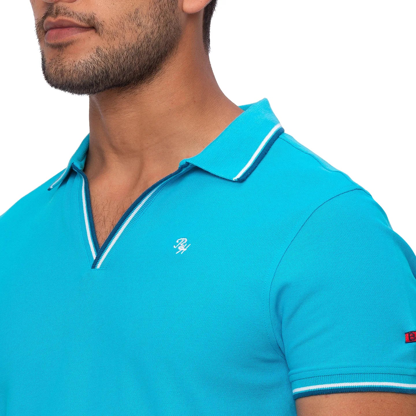 Being Human Clothing Men Regular Fit Polo Neck T-Shirts-Aqua