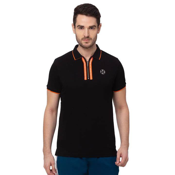 Black Regular Fit Men's Polo T-Shirt