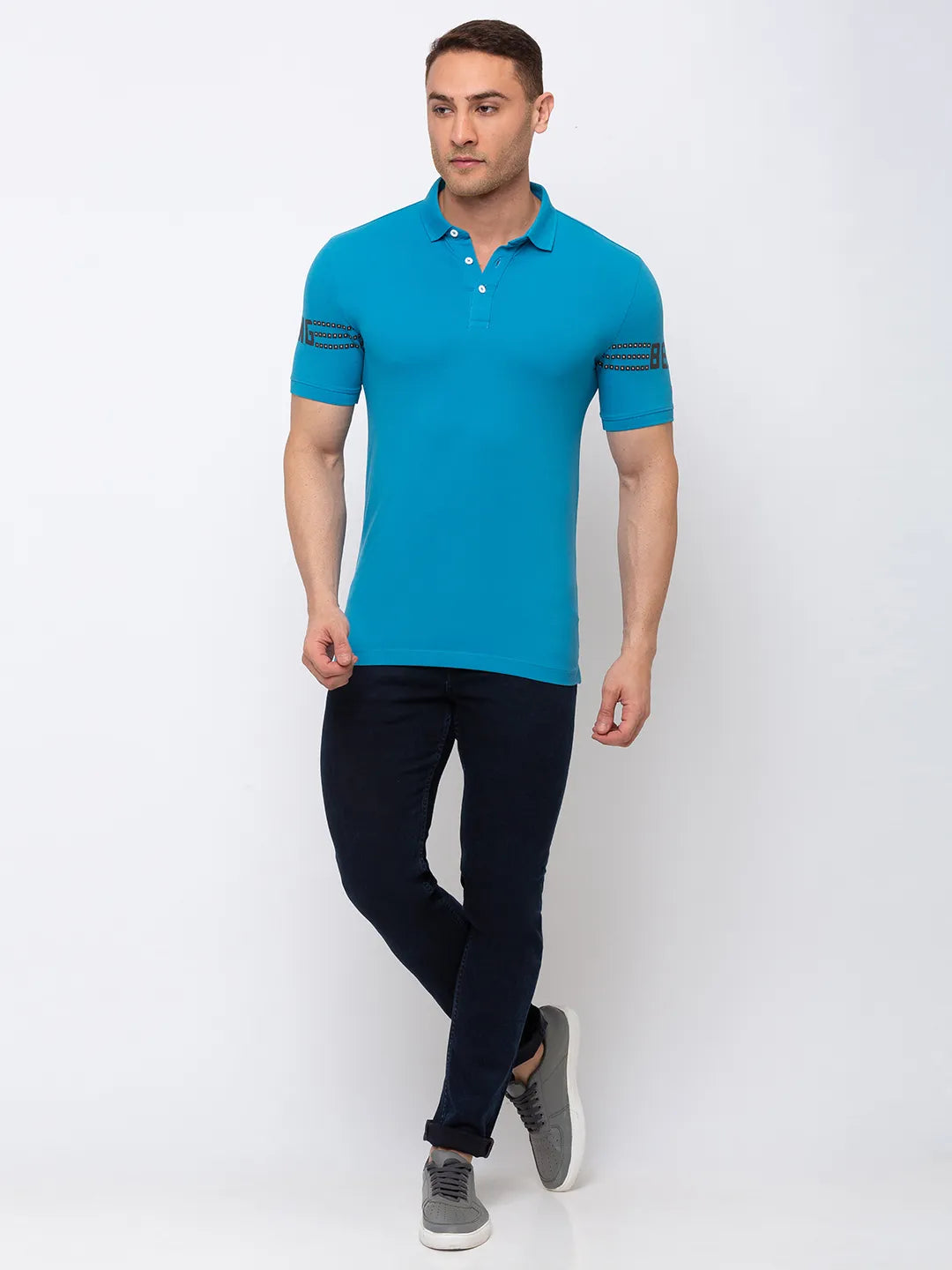 Being Human Clothing Men Regular Fit Polo Neck T-Shirts-Deep Blue