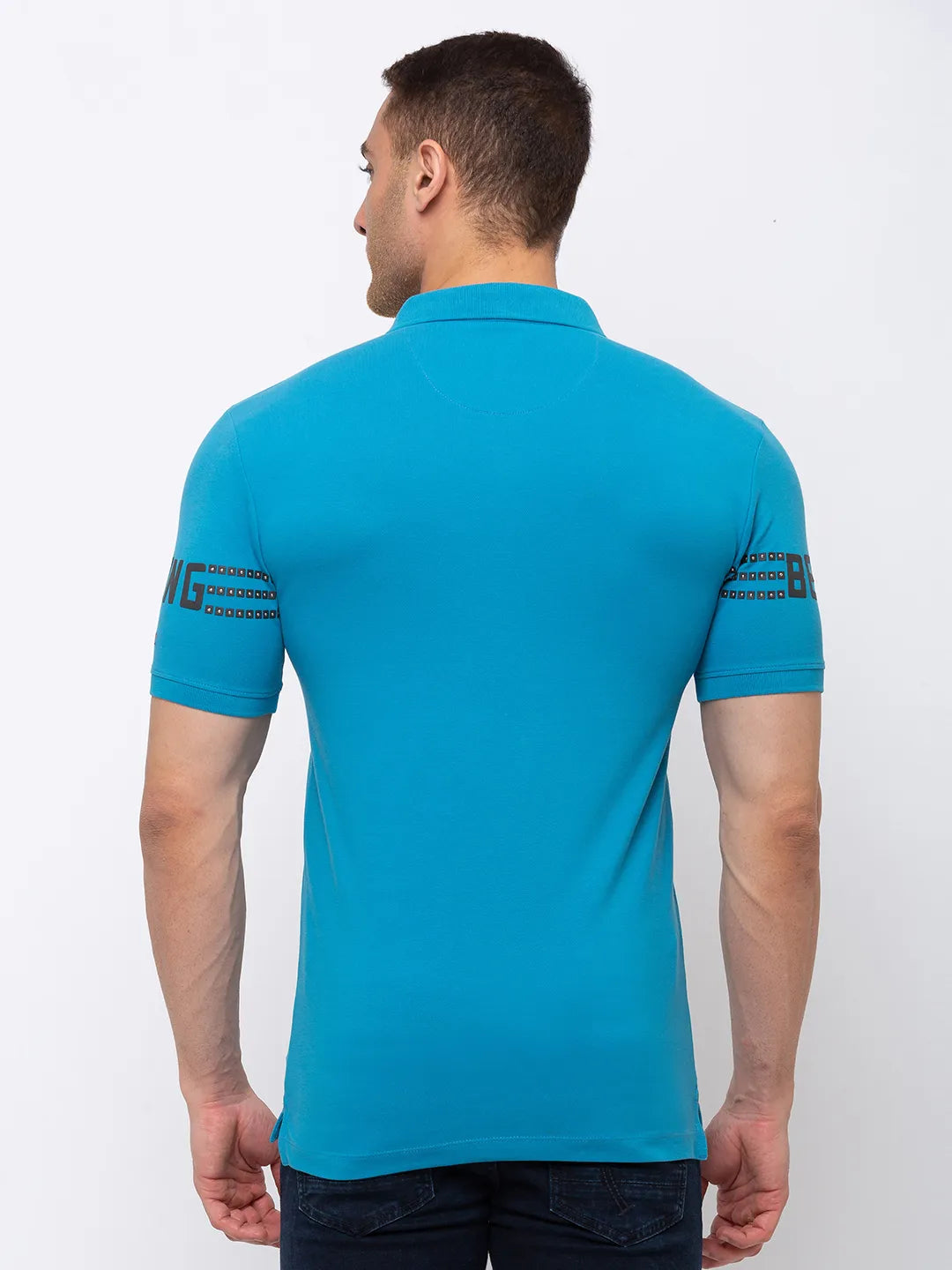 Being Human Clothing Men Regular Fit Polo Neck T-Shirts-Deep Blue