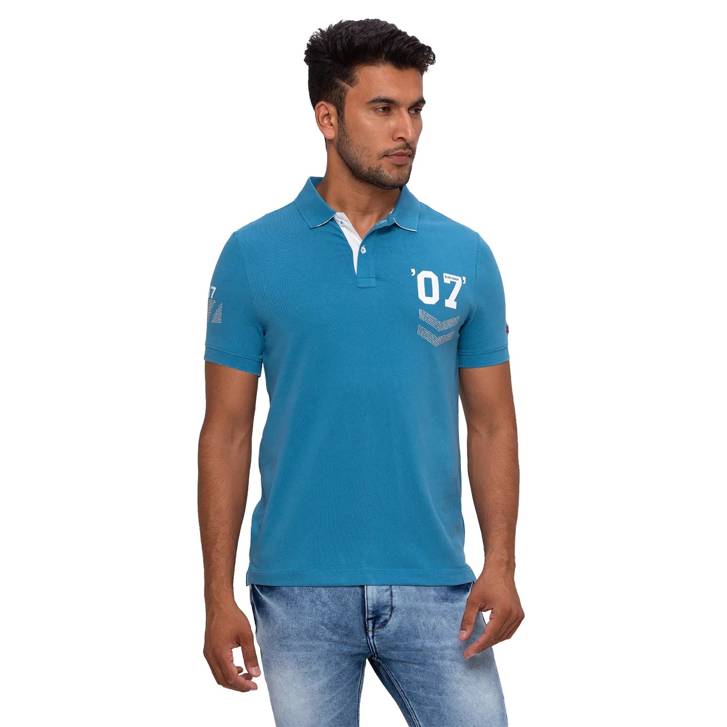 Being Human Clothing Men Regular Fit Polo Neck T-Shirts-Mid Night Blue