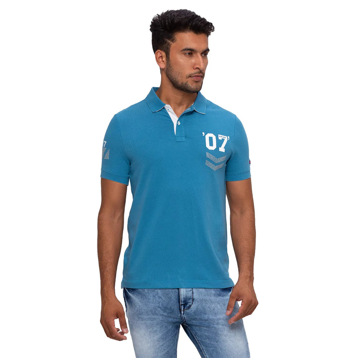 Mid Night Blue Regular Fit Men's Polo T-shirt by Being Human Clothing
