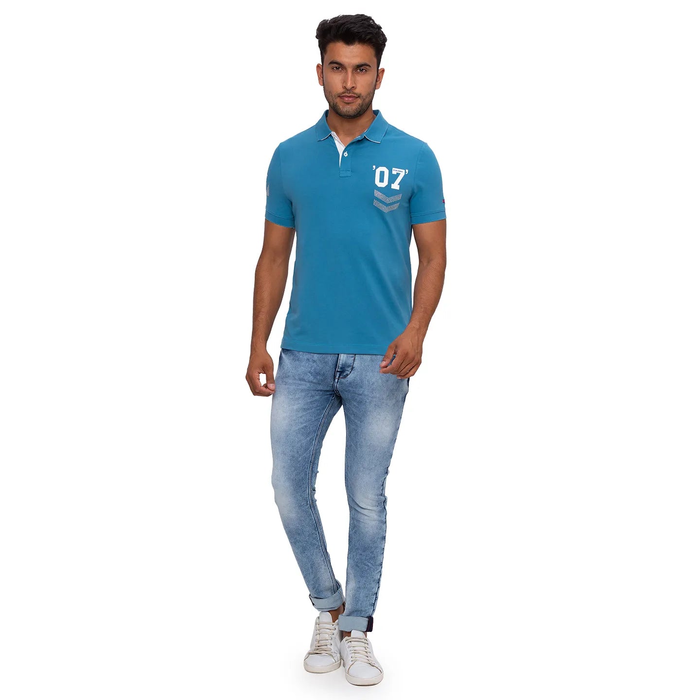 Being Human Clothing Men Regular Fit Polo Neck T-Shirts-Mid Night Blue