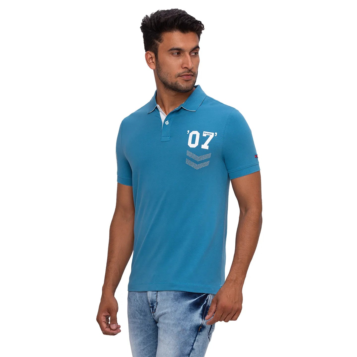 Being Human Clothing Men Regular Fit Polo Neck T-Shirts-Mid Night Blue