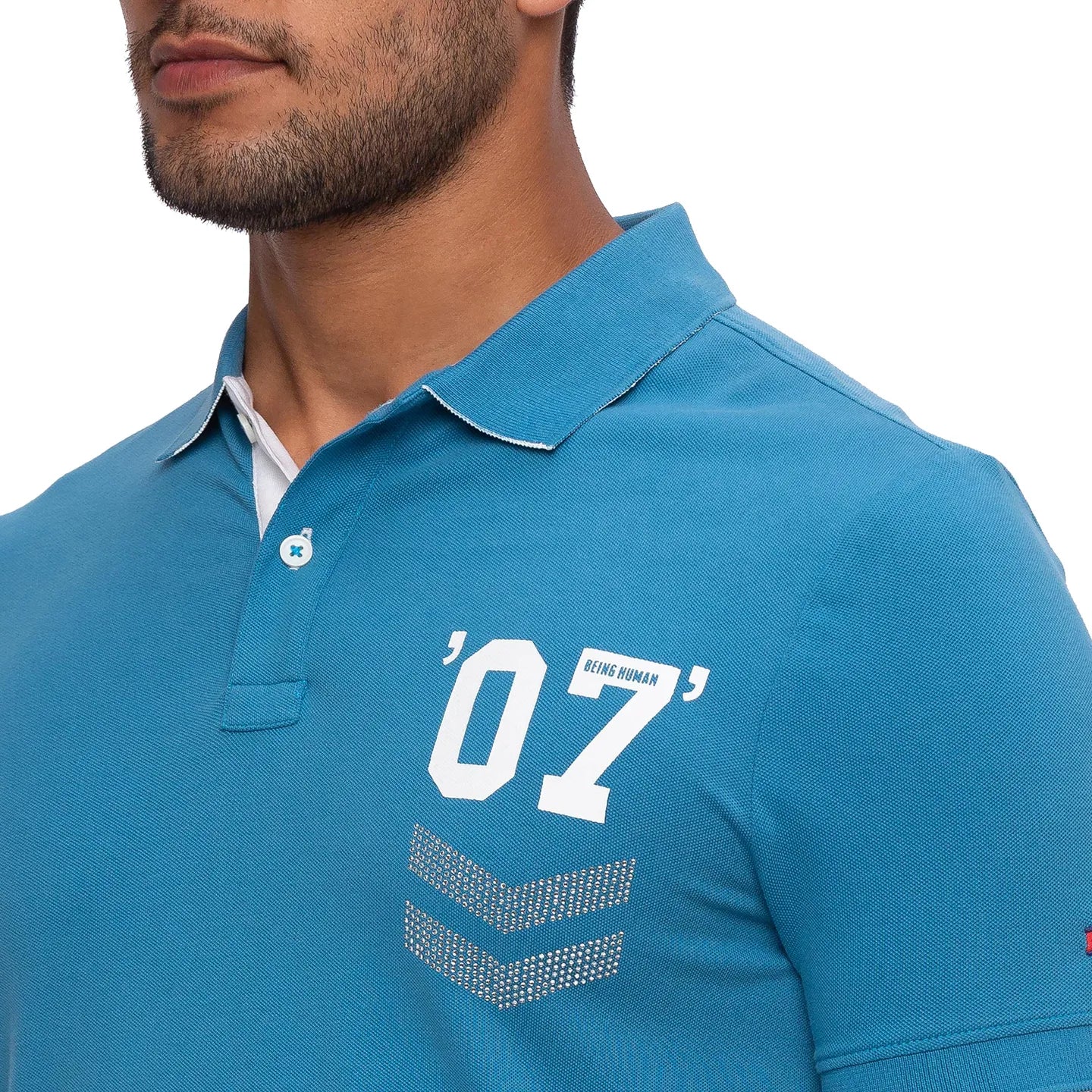 Being Human Clothing Men Regular Fit Polo Neck T-Shirts-Mid Night Blue