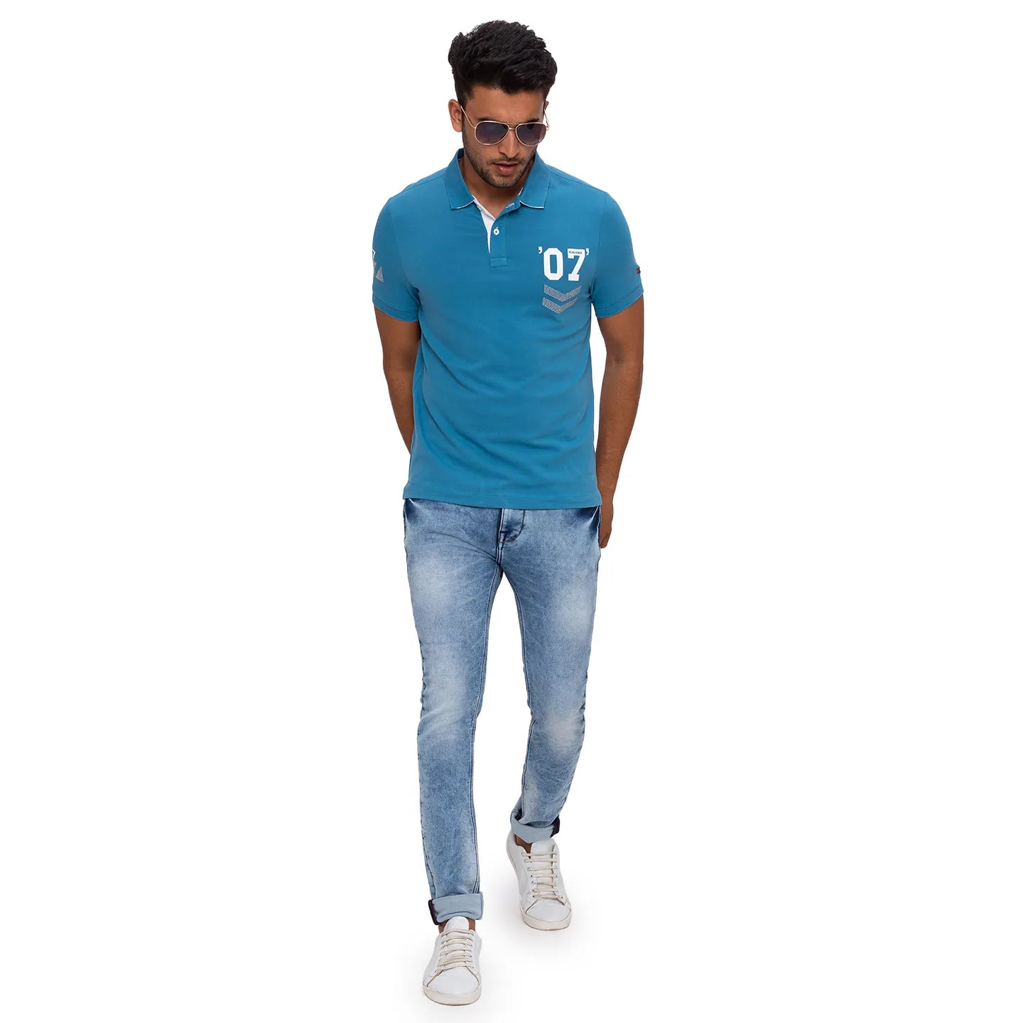 Being Human Clothing Men Regular Fit Polo Neck T-Shirts-Mid Night Blue