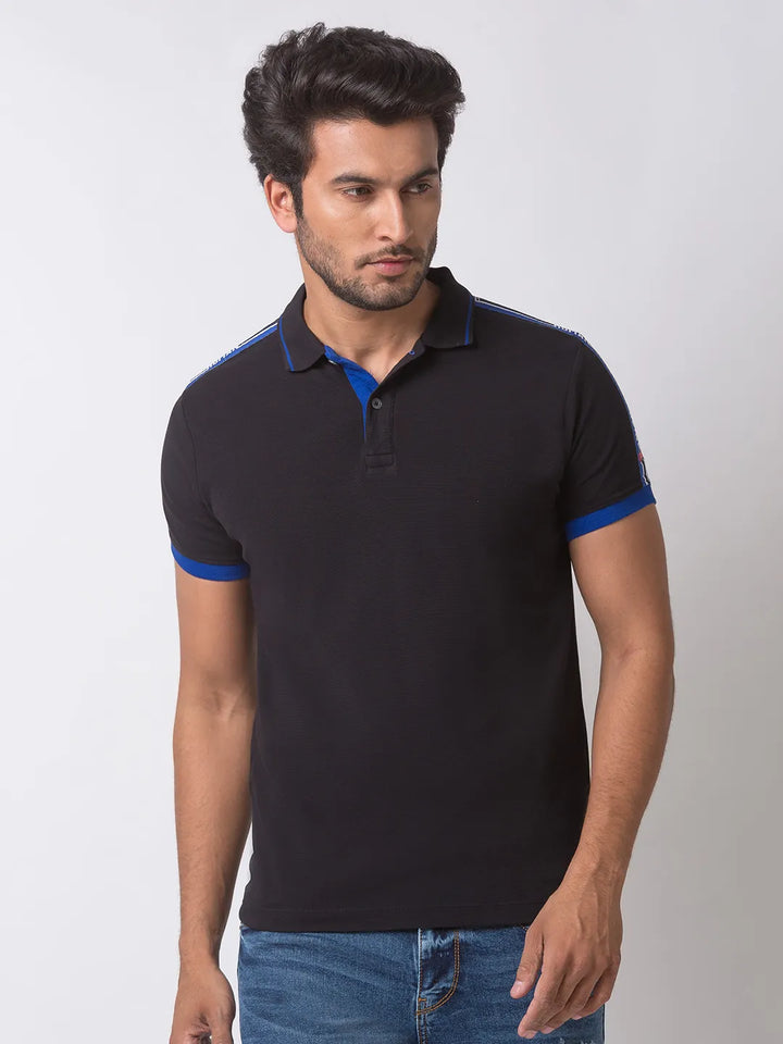 Black Regular Fit Men's Polo T-Shirt