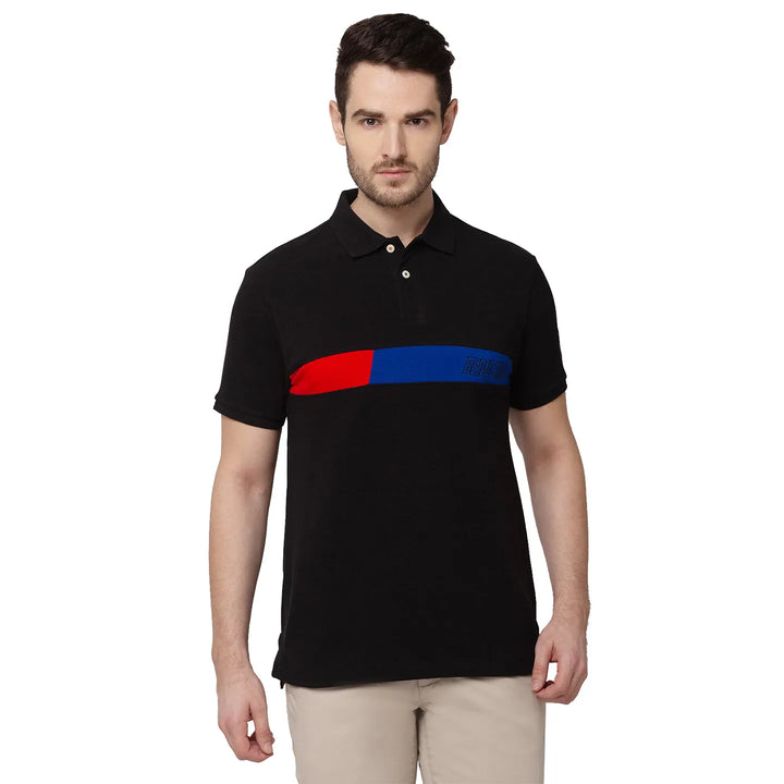 Black Regular Fit Men's Polo T-Shirt