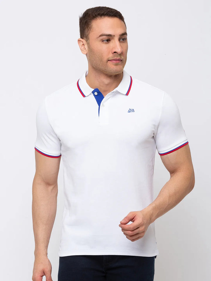 White Regular Fit Men's Polo T-Shirt