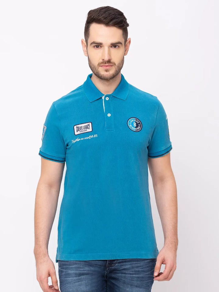 Blue Regular Fit Men's Polo T-Shirt