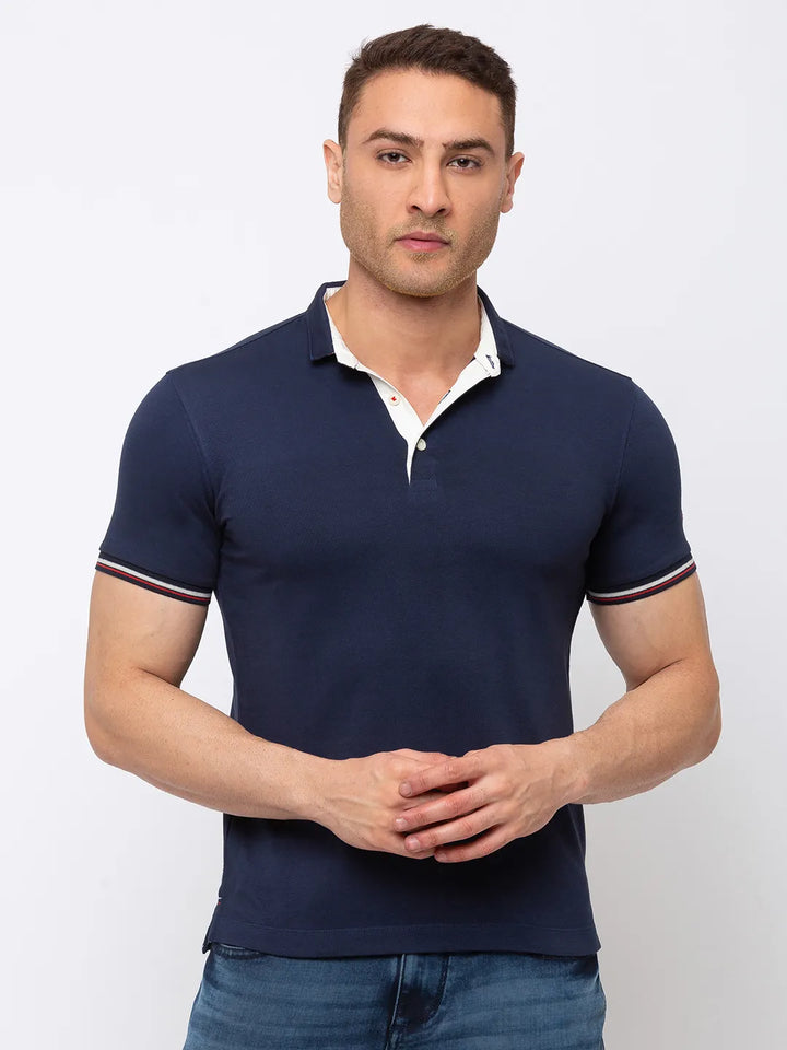 Blue Regular Fit Men's Polo T-Shirt
