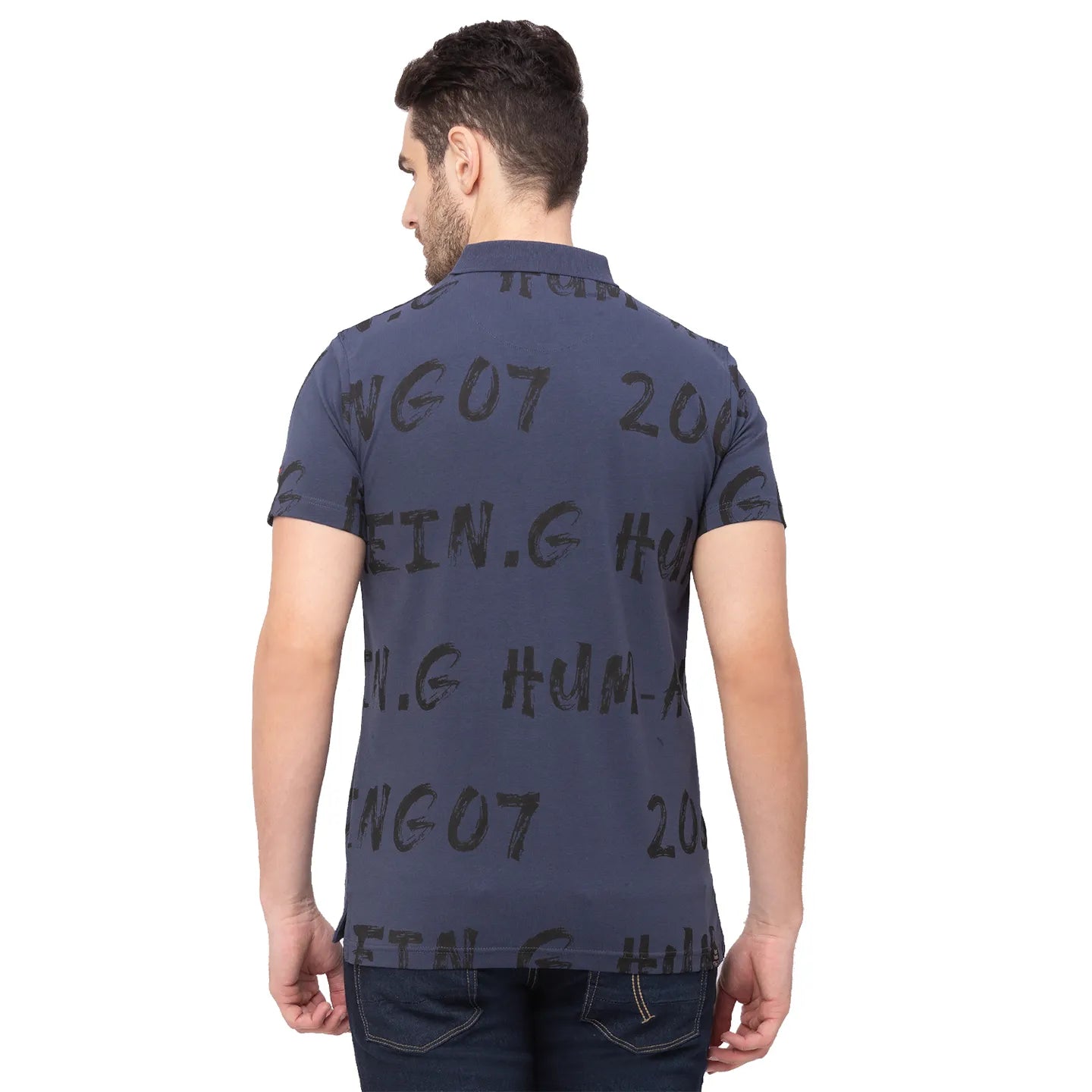 Being Human Clothing Men Regular Fit Polo Neck T-Shirts-Charcoal