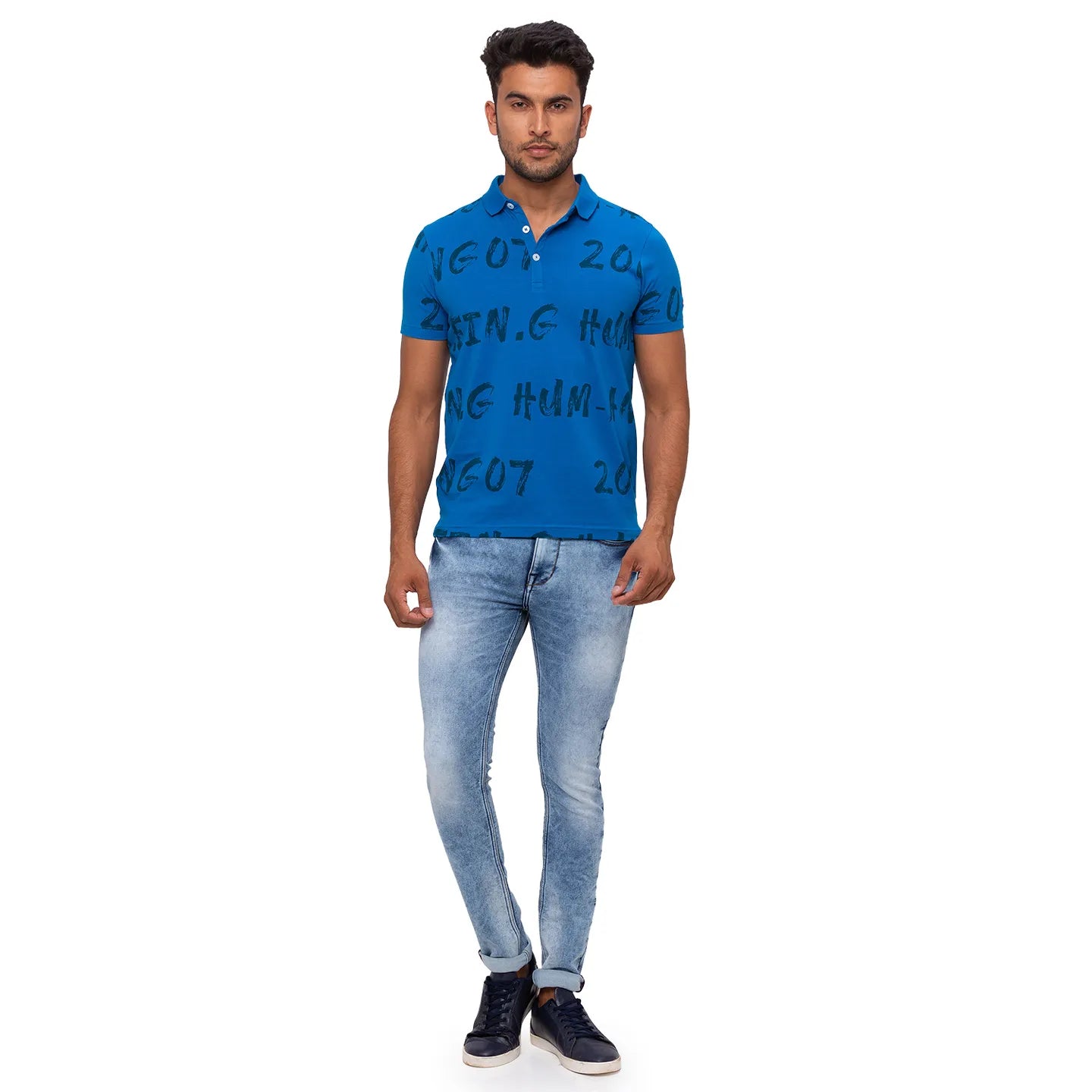 Being Human Clothing Men Regular Fit Polo Neck T-Shirts-Marine Blue